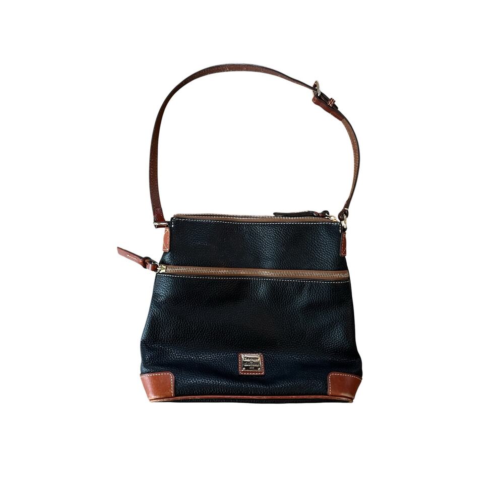 Dooney and Bourke pebble grain leather purse bag black and brown. Red interior
